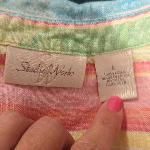 Large 100% linen button-down blouse studio works - Picture 4 of 4